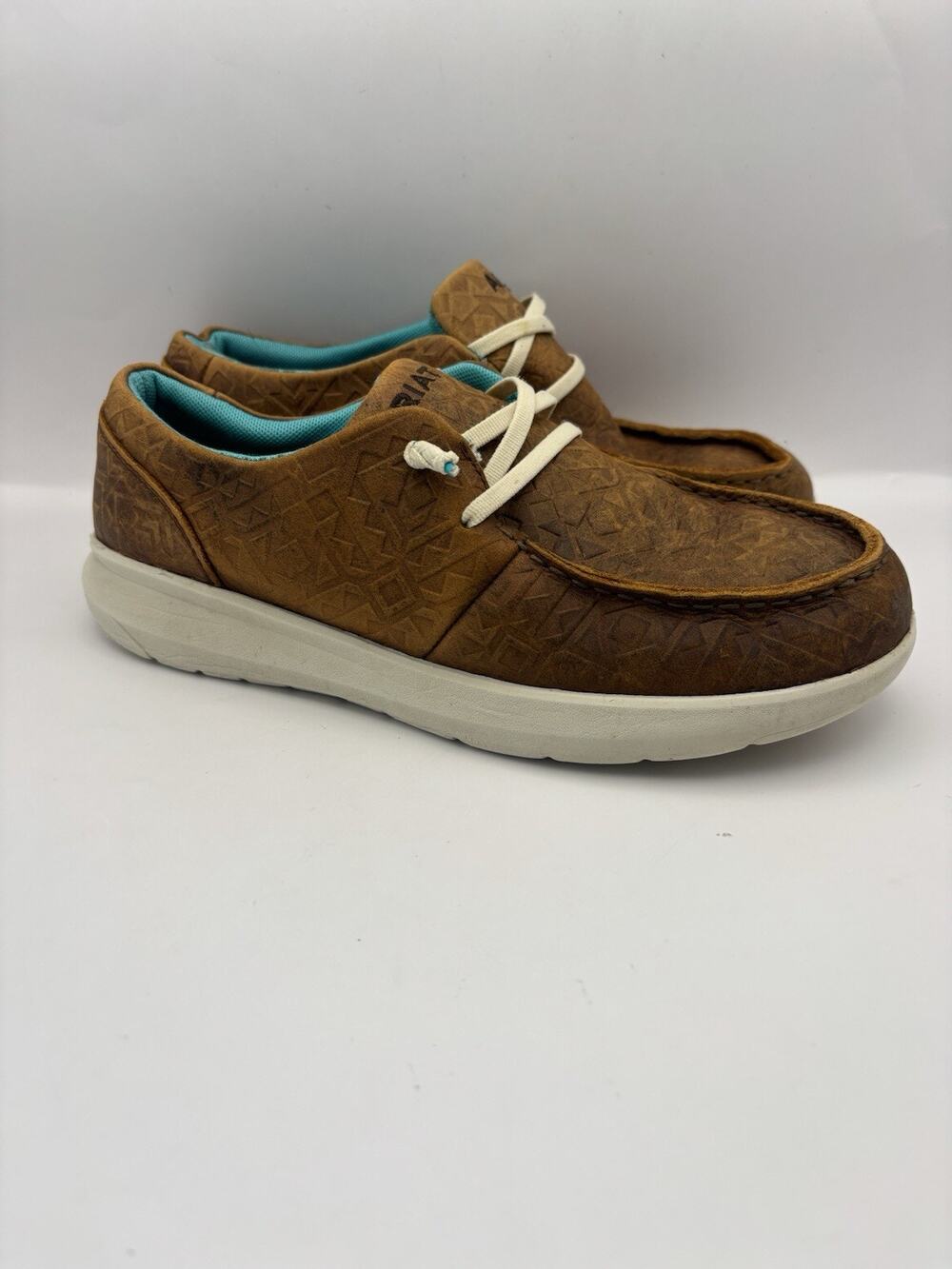 Ariat Blanket Embossed Hilo Brown Leather Slip On Shoes Women Size 8